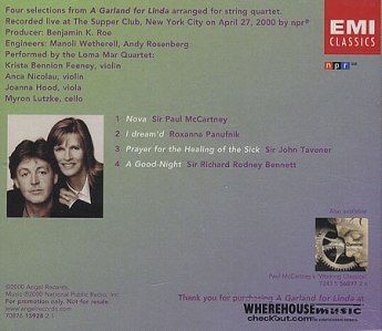 A Garland for Linda Selections CD- back cover